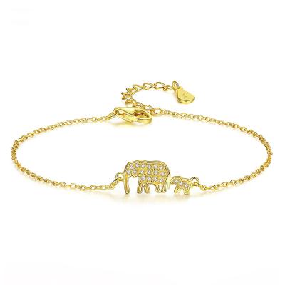 China Silver CLASSIC Cute Fashion Jewelry 925 18K Gold Plated Animal Couple Elephant Bracelet for sale