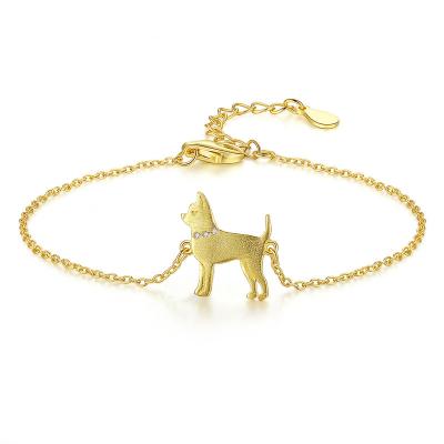 China Beautiful CLASSIC Jewelry 18K Silver Gold Plated 925 Animal Dog Charm Zodiac Sign Bracelet For Women for sale