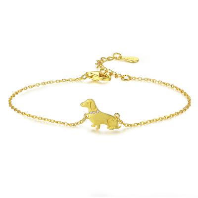 China CLASSIC Custom 925 Silver Jewelry 18K Gold Plated Animal Dog Zodiac Sign Bracelet For Women for sale