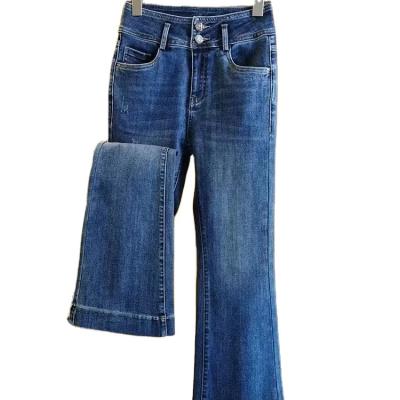 China Sustainable hot sale blue casual Bell Bottom Women High Waist Jeans Old Vintage Loose for women for sale