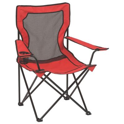 China Wholesale Morden QIBU Mesh Back Stable Steel Frame Folding Portable Beach Chair Breathable With Cup Holder for sale