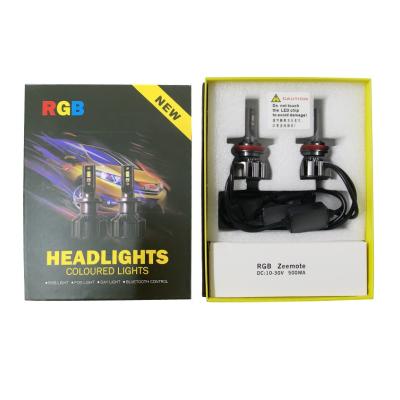 China 6063 aluminum blue tooth exterior led headlight h11 rgb led bulb h4 h7 9005 9012 colorful led kits for sale