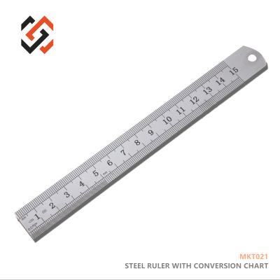 China PopTings Stainless Steel Jewelry Making Tools Jewelry Measuring Tools MKT021 Steel Ruler With Comversion Chart for sale