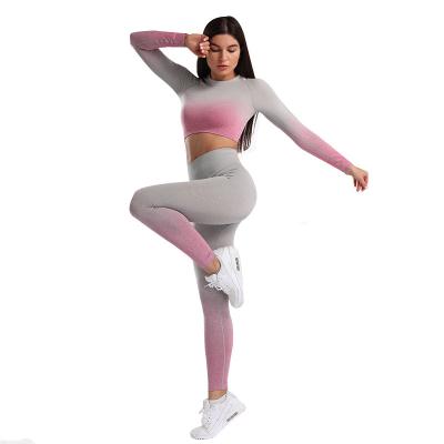 China New Yoga Breathable Seamless Fitness Suit Long Sleeve Tight Fit Quick Dry Navel Style Running Indication Panty Short Sleeve for sale