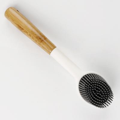 China Sustainable Kitchen Tools Reusable And Recycle Soft Bamboo Dish Wash Rubbing Brush for sale