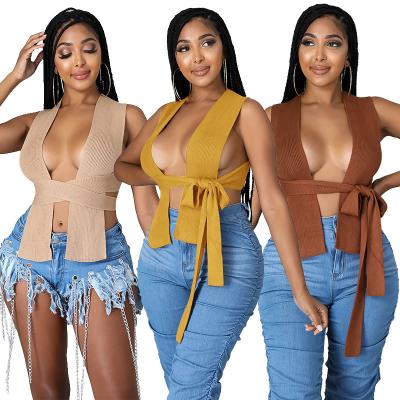 China Anti-Wrinkle Solid Color Shawl Sweater Women Night Club Sweater Short Upper Sexy Vest for sale