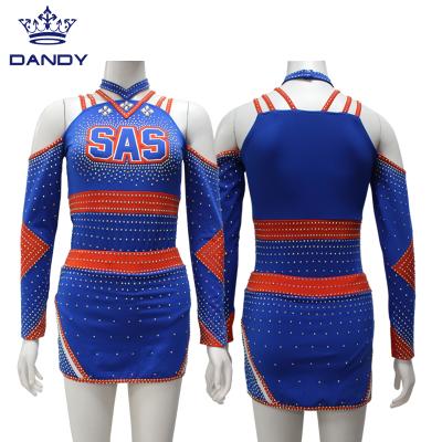 China 2022 quick dry latest custom all stars competition cheer costume cheerleading uniforms with ab crystal for sale