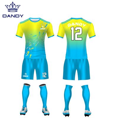 China Wholesale Customized Lightweight Quick dri Sublimation Soccer Jersey Mesh Football Kits for sale