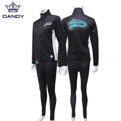 China Custom logo sublimation factory price high quality cheer warm up full sport jacket QUICK DRY for sale