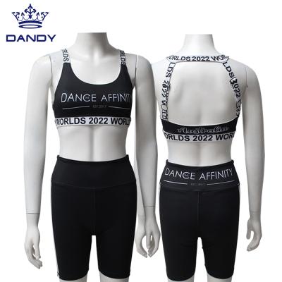 China Sublimation Logo Cheer Shorts Antibacterial Stylish Custom Crop Tops Sports Gym Fitness Yoga Set for sale