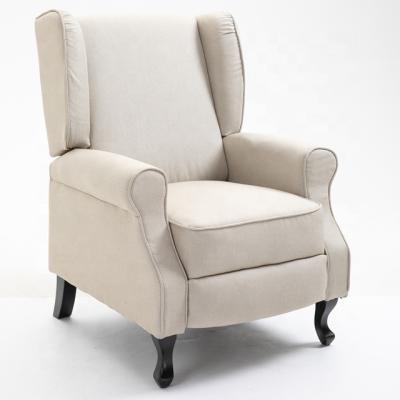 China Mid Century Modern Contemporary Linen Fabric Push Back Recliner Chair for sale