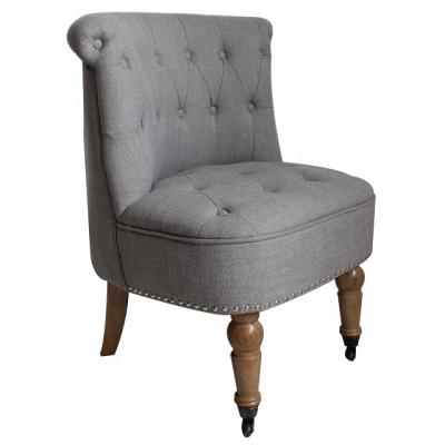 China Gray Fabric Button Tufted Wooden Contemporary Single Leg Leisure Chair Armless Chair For Home Furniture Wholesale for sale