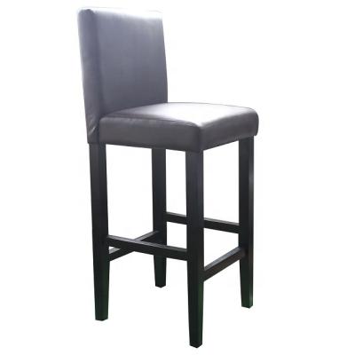 China Leisure Chair Gray PU Bar Stools Wooden Legs Solid Bar Dining Chairs for sale