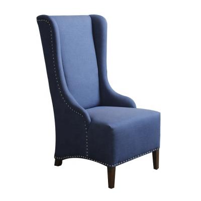 China Dining Chair Wholesale Fabric Upholstered Wood Classic Nailhead Tufted High Back Dining Chair for sale