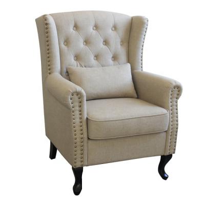 China Modern Leisure Chair Fabric Button Tufted High Wingback Armchair For Wholesale for sale