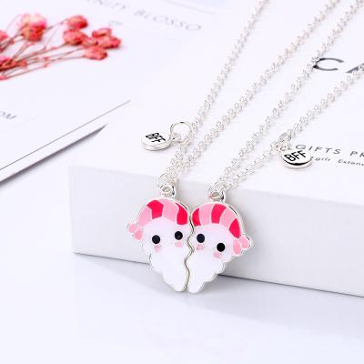 China TRENDY 2Pcs/set Creative Design Silver BFF Jewelry Set For Kids Cute Colorful Enamel Cartoon Hot Dog Pendent Friendship Necklaces Set for sale