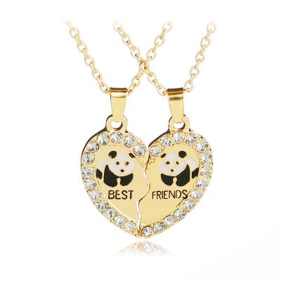 China TRENDY 2 Pcs/Set Animal Panda Best Friends Friendship Couple Two Parts Pendant Necklace Best Gifts For Men Women BFF Jewelry Wholesale for sale