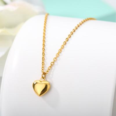 China TRENDY Fashion Necklaces 2023 Women Stainless Steel Love Heart Pendant Necklaces Virgin Girls Jewelry Rose Gold Color Chain Necklace for sale