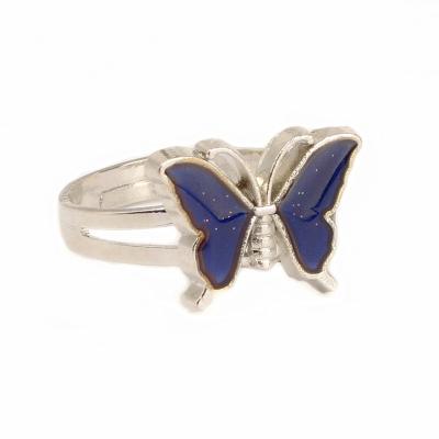 China Nickel-Free Lead-Free Vintage Butterfly Glitter Powder Adjustable Size Mood Ring Unique Temperature Control Color Animal Rings Female Jewelry for sale