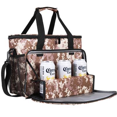 China Camouflage Full Page Printing Factory Customized Outdoor Camping Portable Large Capacity Car Refrigerated Portable Ice Pack Cola Beer Insulation Bag for sale