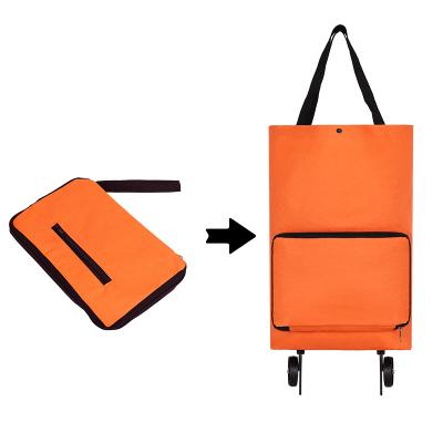 China New Hot Selling Oxford Trolley Trolley Bag Hot Folding Cart Reusable Foldable Grocery Bag Portable Shopping Bag With Wheels for sale