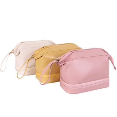 China New Fashion Normcore/Minimalist 2022 Double-Layer Cloud Storage Bag Female Portable Large Capacity Travel Advanced Wash Bag Cosmetic Bag for sale