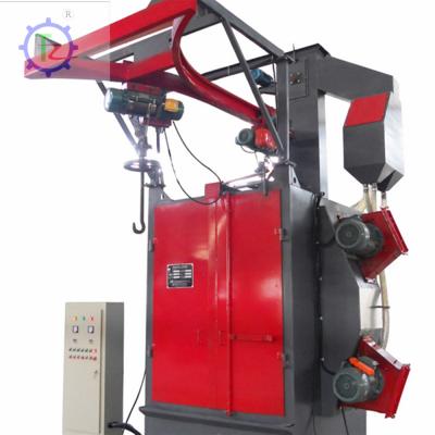 China Metal cleaning single and double hooks shot blasting machine single hook shot blaster hanger hook shot blasting machine for sale