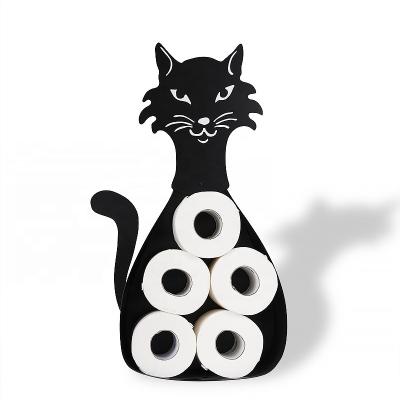 China Minimalist Fancy Cast Iron Cat Toilet Paper Towel Holder Wall Mounted for sale