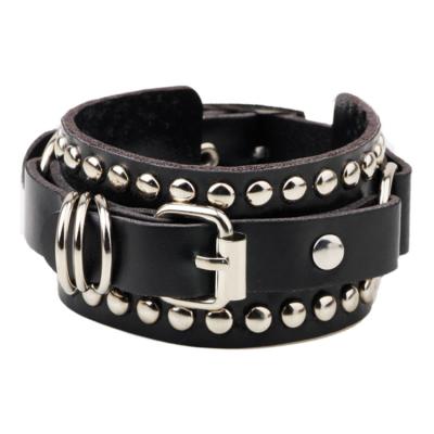 China Korean Fashion Bracelet Jewelry 2021 New Trend Couples Belt Bracelet Rivet Environmentally Friendly Punk Leather Shape for sale