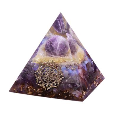 China India Amethyst 6cm Orgone Chakra For Protection Meditation Home Decor Healing Crystal Pyramid Stone Crafts for sale