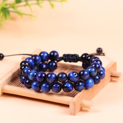 China Environmental Friendly Natural Stone Charm Handmade Adjustable Bracelets For Women Men Jewelry Blue Tiger Eye Men Bracelet Beads for sale