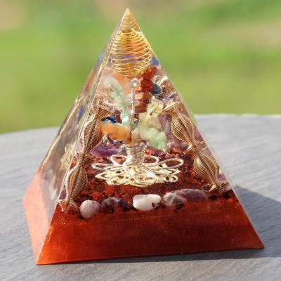 China Dropshipping India Stone Natural Reiki Healing Energy Tree of Life Orgonite Resin Chakra Orgonite Decorative Pyramid for sale