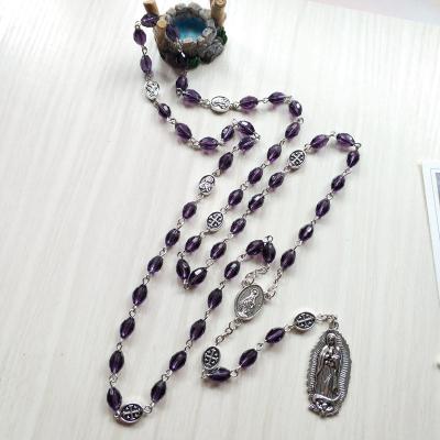 China Environmentally Friendly Wholesale Catholic Rosary Crystal Jewelry Cross Rosary Religious Necklace for sale