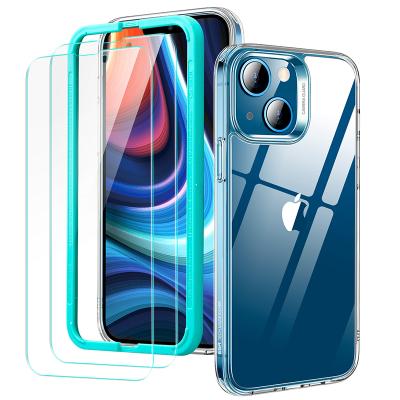 China Anti-drop With Installation Frame Shock Proof Screen Protector *2 Pieces And Crystal Clear Glass *1 Piece For iphone 13 Pro Max Case for sale