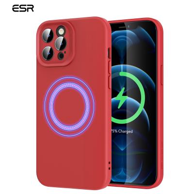 China Support Radio Charging ESR Magsafe Silicone Wireless Charging Case For iPhone 12 Magnetic HaloLock Ring iPhone Case for sale