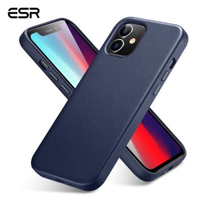 China Leather+Soft esr fabric for iPhone 12 leather case with Serie soft fabric premium genuine leather interior shock and scratch pad free shipping for sale