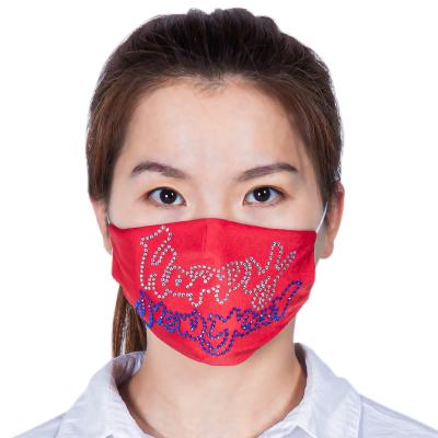 China 2021 Fashiom New Year Christmas Facemask Fashion Facemask Bling Rhinestone Pattern Face-mask Support Washable Custom for sale