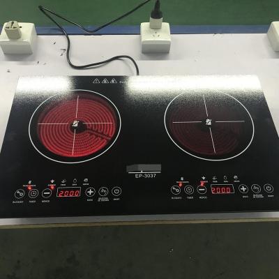 China Hotel Build In 2 Burner Electric Infrared Ceramic Cooker, Plate Infrared Radiant Double Burner /Double Induction Cookers for sale