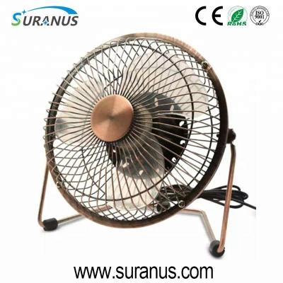 China 2018 Hot Selling 4/6 Inch Mini Metal Usb Desktop Fan Brass Nifished Mini USB Fans Cooling Portable for sale