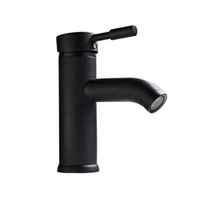 China Contemporary Matte Black Stainless Steel Paint Bathroom Basin Faucet Blackened Hot Cold Single Hole Mixer Tap for sale