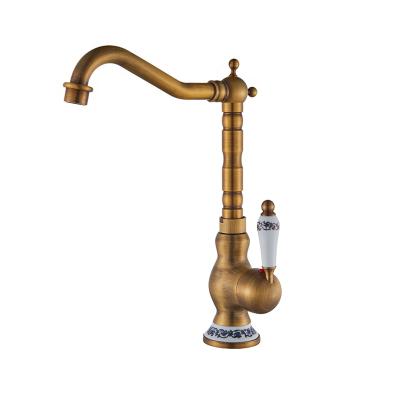 China CLASSIC Modern Brass Ceramic Faucet Antique Kitchen Mixer Tap Bathroom Sink Basin Lever Rotation Hot And Cold Water Faucets for sale