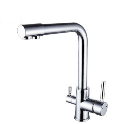 China New Double Hole 360 ​​Dgree Handles Chrome Single Finish Rotatable Simple Kitchen Pure Drinking Water Faucet for sale