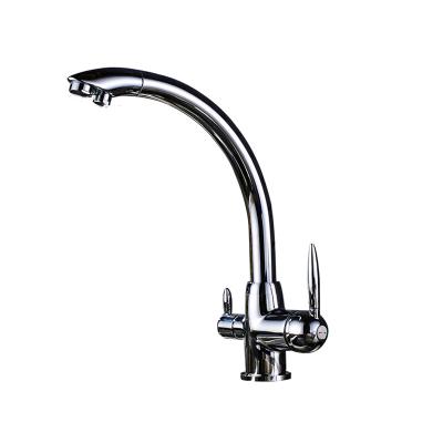 China Contemporary Swivel Drinking Water Kitchen Faucets 360 Degree Rotation With Water Purification Features Dual To Handle Tri Flow 3 Way Filter for sale