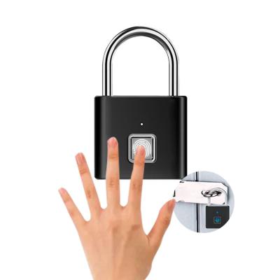 China Waterproof Zinc Alloy Metal Fingerprint Smart Lock USB Rechargeable Padlock For Door Luggage for sale