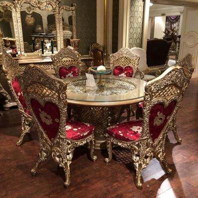 China Italy Fabric Royal Classic Furniture Red Fabric Dining Chair Solid Wood for sale