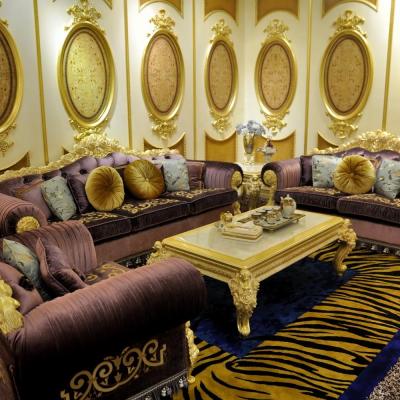 China Luxuy royal and traditional style of Italy fabric with furniture wood living room set for sale