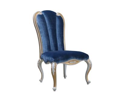 China Top Grade Luxury Blue Velvet Fabric Italy Velvet Wood Dining Chair For Home for sale