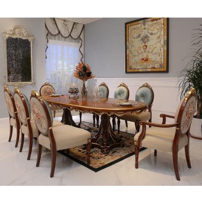 China Knock down luxury antique french classic rococo design solid wood dining room furniture set for sale