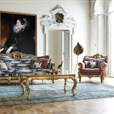 China Full Of Gold Leaf Style Living Room Furniture Rococo Living Room Sofa for sale