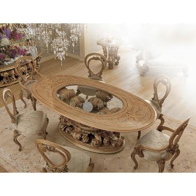 China Master Luxury Home Design Furniture Italy Fabric 8 Solid Wood Dining Chairs Solid Wood Set for sale